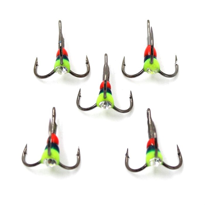 Крючок тройник светофор "Namazu" с каплей и камнем (5шт) N-HTL10 (№10) 28129