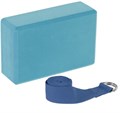 Набор для йоги (блок+ремень), цвет голубой, 2579463 28938